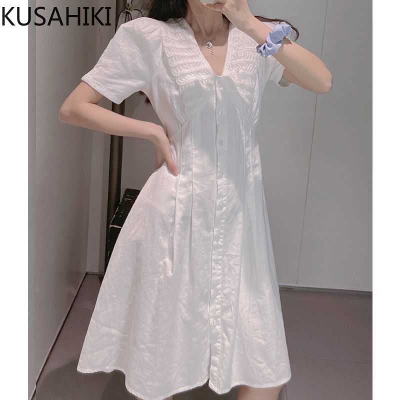 KUSAHIKI Korean Single Breasted Summer Dresses Puff Sleeve Peter Pan Collar Vestido High Waist A-line Woman Dress 6H614 210602, White
KUSAHIKI Korean Single Breasted Summer Dresses Puff Sleeve Peter Pan Collar Vestido High Waist A-line Woman Dress 6H614 210602, White