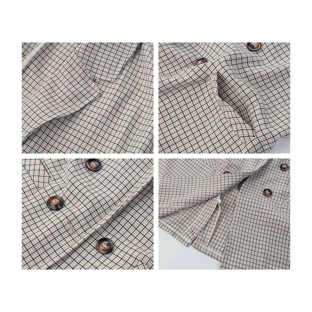 Elegant Plaid Blazer Dress Winter Autumn Women Long Sleeve Oversized Jacket Office Lady Bodycon Casual Streetwear 210428