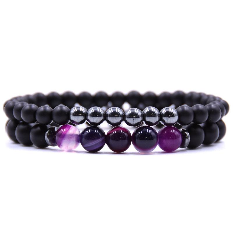 2pcs / Set Bracelet de mode Matte Perles Perles Bracelets pour Femmes Fitness Energie Yoga Hommes Bijoux Pulseras Perles perlées, Strands