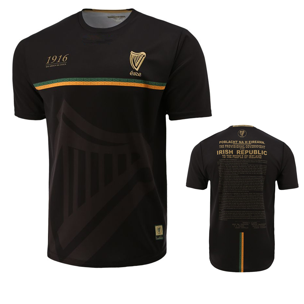 New 1916 Commemoration Jersey Black White Green GAA 2 Stripe Jersey Best quality shirt
New 1916 Commemoration Jersey Black White Green GAA 2 Stripe Jersey Best quality shirt