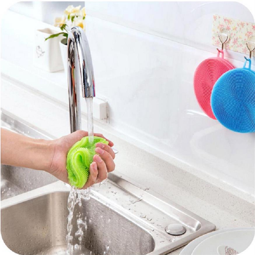 Silicone Dish Bowl Cleaning Brushes Multifunction 5 colors Scouring Pad Pot Pan Wash Brush Cleaner Kitchen Dishes Washing Toola51a3212985