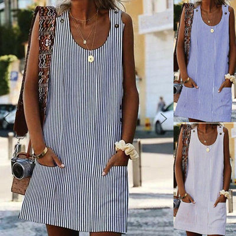 Casual Dresses Women Summer Mini Dress Plus Size Boho Stripe Short Party Beach Pocket Sleeveless Loose Sundress 2021, Black
Casual Dresses Women Summer Mini Dress Plus Size Boho Stripe Short Party Beach Pocket Sleeveless Loose Sundress 2021, Black