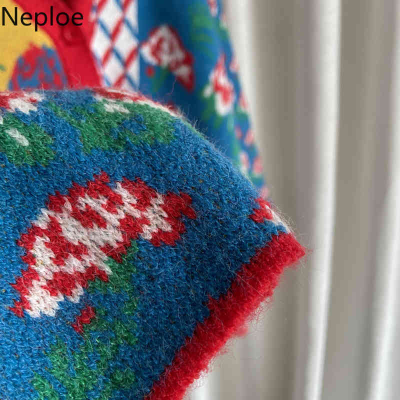 Neploe Fashion Sweater Women Vintage Knitwear Coat Heavy Crochet Floral Knitted Cardigan Pull Femme Fall Woman Clothes 210422