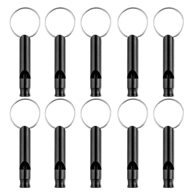 20 Pack Aluminum Whistle Sports Emergency Survival Whistles with Key ChainBlack