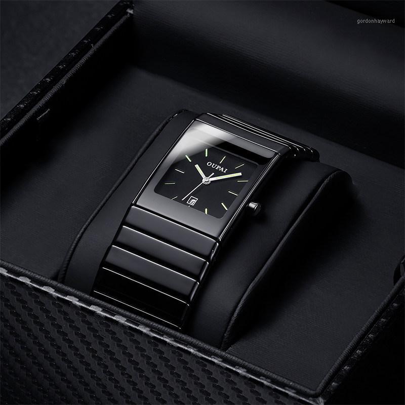 Wristwatches OUPAI Classic Black Ceramic Square Watch Men Quartz Water Resistance Business Man Rectangle, Golden fan 80030
Wristwatches OUPAI Classic Black Ceramic Square Watch Men Quartz Water Resistance Business Man Rectangle, Golden fan 80030