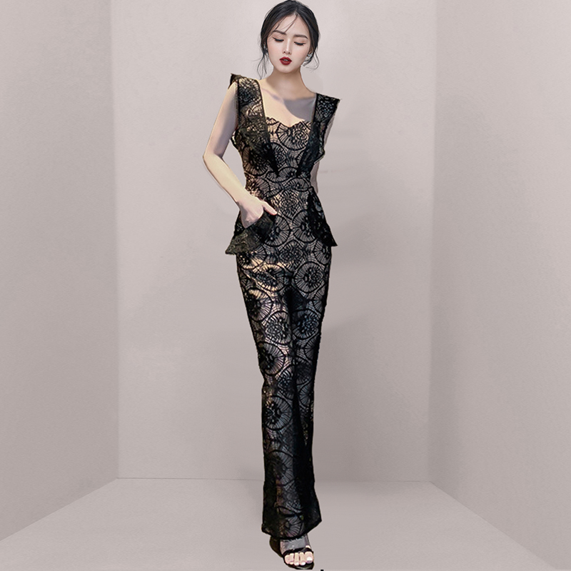 Bodysuit Women Solid Sexy Celebrity Summer Lace Temperament Sling Two Wear Tube Top High Waist Jumpsuit 210506