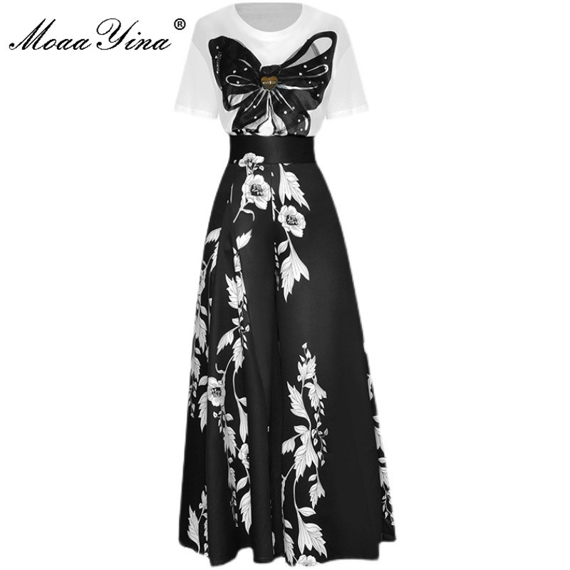 Fashion Designer Summer Skirts Suits Women's White short sleeve T-shirt and Black Printed Two Pieces Set 210524
Fashion Designer Summer Skirts Suits Women's White short sleeve T-shirt and Black Printed Two Pieces Set 210524