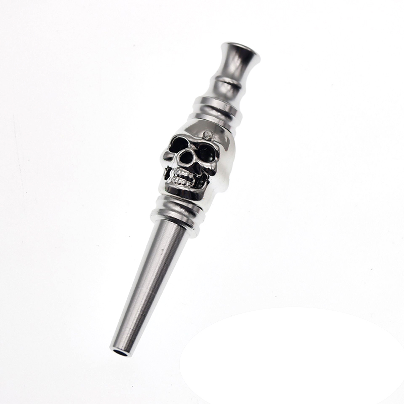 Creative Skull Pipe Straight Metal Pipe Cigarette Holder Household Smoking Accessories 77MM