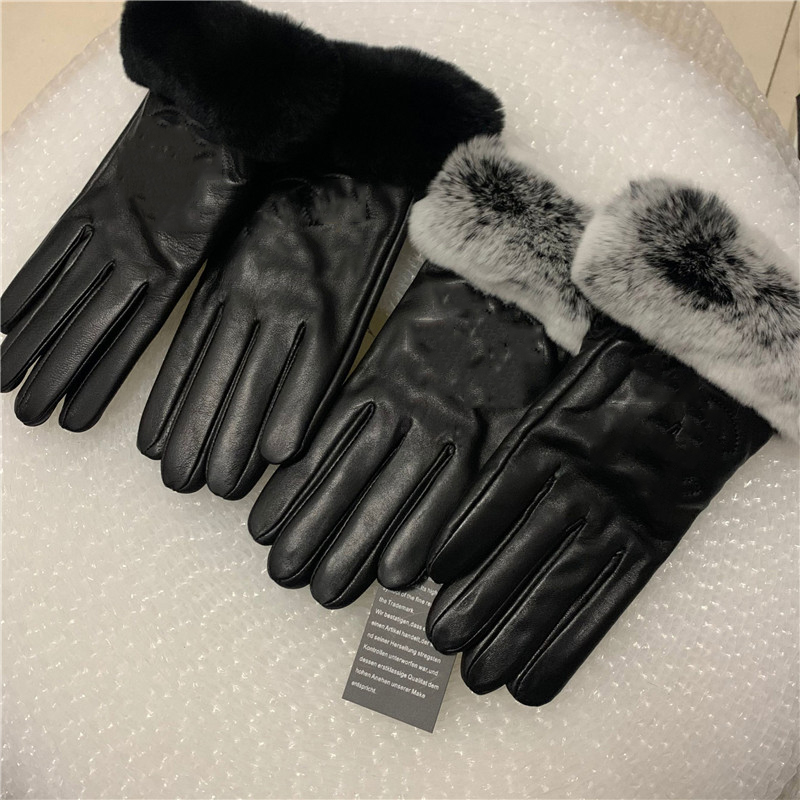 Classic designer leather gloves men women and female lambskin touch screen brand Five Fingers Gloves winter thickening warmth