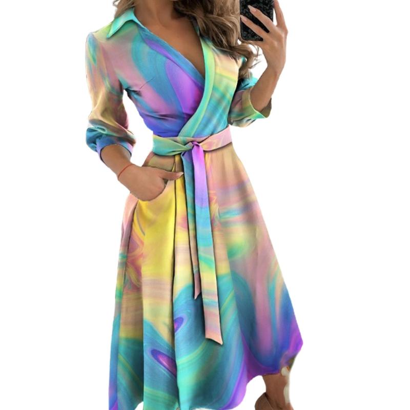 Casual Dresses Women 3/4 Puff Sleeve Sexy Lapel Faux Wrap V-Neck Long Dress Letters Print Belted High Waist Pockets Pleated Flowy, Bk
Casual Dresses Women 3/4 Puff Sleeve Sexy Lapel Faux Wrap V-Neck Long Dress Letters Print Belted High Waist Pockets Pleated Flowy, Bk
