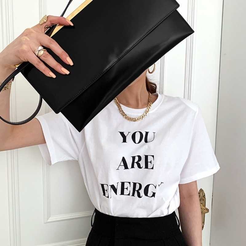 Korean Letters Printed Woman Tshirts Short Sleeve Oneck Causal Graphic T Shirts Spring Summer Tops Tee 6F754 210603Z