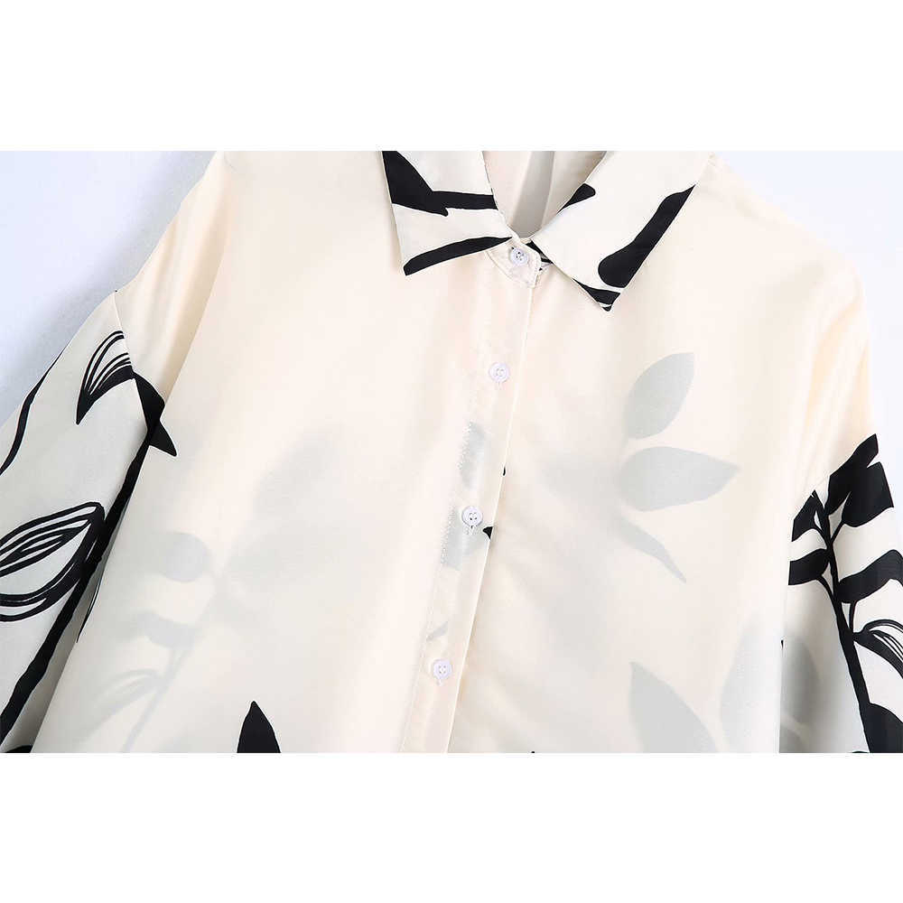 Women Printed Loose Dress Long Sleeves elegant Casual Fashion Chic Lady Woman Summer Midi Dress 210709