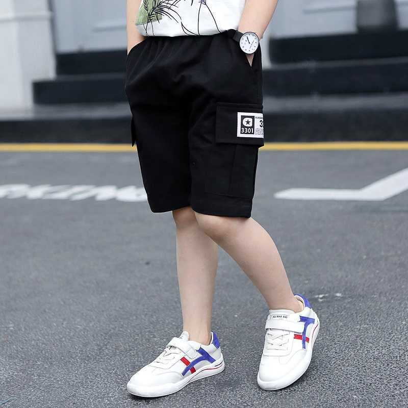 Boys Shorts for Summer Camouflage Loose Pants Teenage Trouser Cotton Black Fashion Kids Clothes 2-16 Years 210622