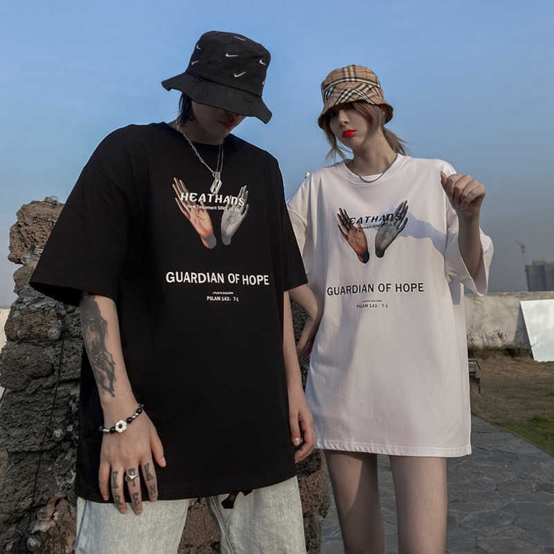 Hip Hop T Shirt Men / Women Tshirt Short Sleeve Guardian Of Hope Streetwear Oversize Harajuku T-Shirt Cotton Loose Tops Tee 210527