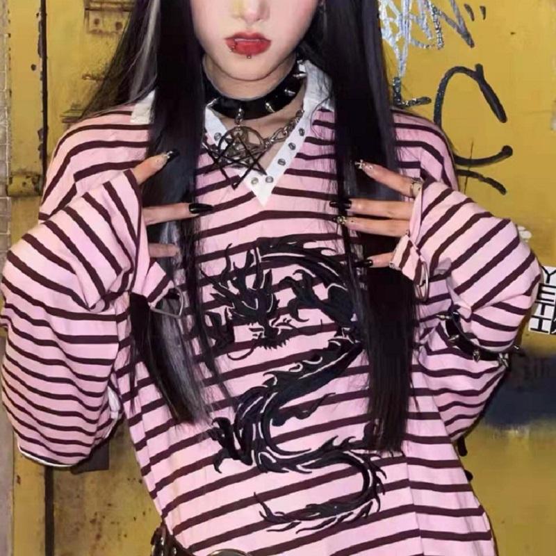 Women' Hoodies & Sweatshirts Deeptown Gothic Black Pink Striped Hoodie Women Y2K Print Oversize Sweatshirt Harajuku Fashion Zipper V-neck H
Women' Hoodies & Sweatshirts Deeptown Gothic Black Pink Striped Hoodie Women Y2K Print Oversize Sweatshirt Harajuku Fashion Zipper V-neck H