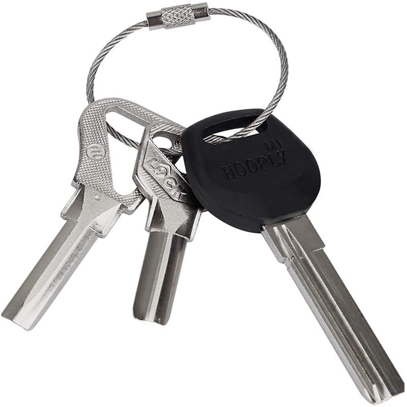 Keychains 50pcs Keychain Tag Rope Fil en acier inoxydable Boucle de câble Vacelle Verrouillage Gadget Ring KeyRing Circle Camping Tool de suspens