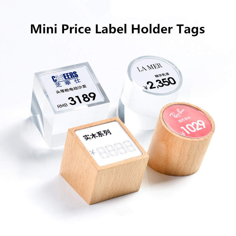 Small Mini Price Label Card Sign Block Ticket Holder Tags Product Name Price Holder Stand Cube For Retail Store
