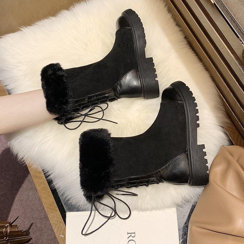Winter Mid Calf Boots Female LPlatform For Women Ace Up Flock Ladies Plush Square Heels Casual Shoes Woman Footwear, Black
Winter Mid Calf Boots Female LPlatform For Women Ace Up Flock Ladies Plush Square Heels Casual Shoes Woman Footwear, Black