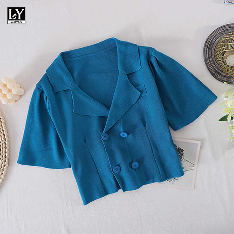 LY VAREY LIN Summer Office Lady High Waist Solid Color Loose Shirt Women Casual V-neck Double-breasted Short Knitting Suit Tops 210526, White
LY VAREY LIN Summer Office Lady High Waist Solid Color Loose Shirt Women Casual V-neck Double-breasted Short Knitting Suit Tops 210526, White