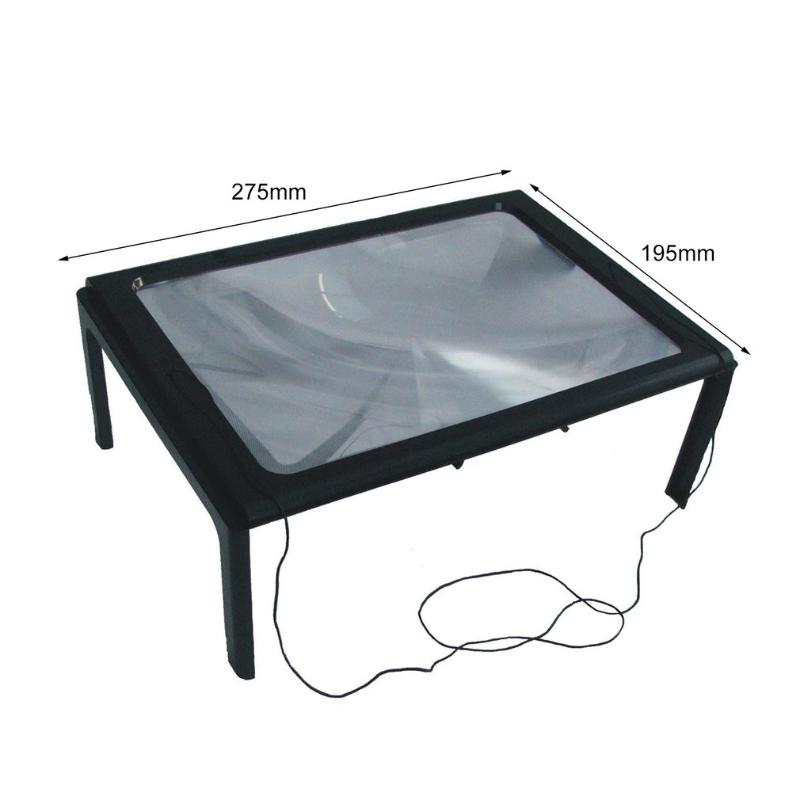 Light Beads A4 Full Page Large 3X Table Hands Free Desk Foldable Magnifying Glass Magnifier For Reading Sewing Knitting
