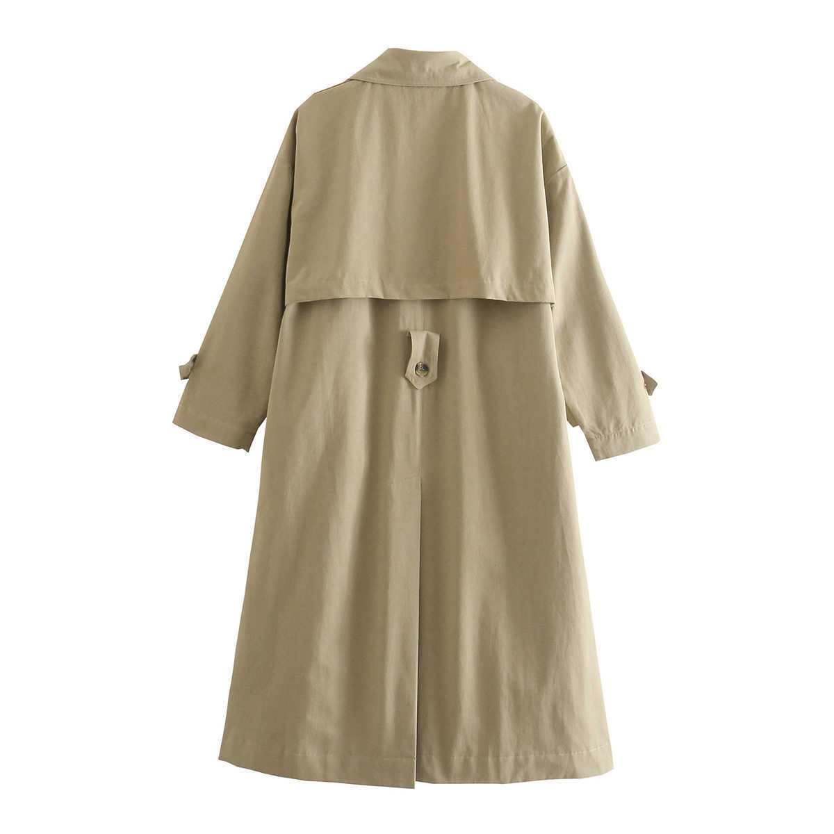 Women Long Trench Coat Oversized Sleeves Casual Fashion Windbreaker Woman Coats Outfit 210914