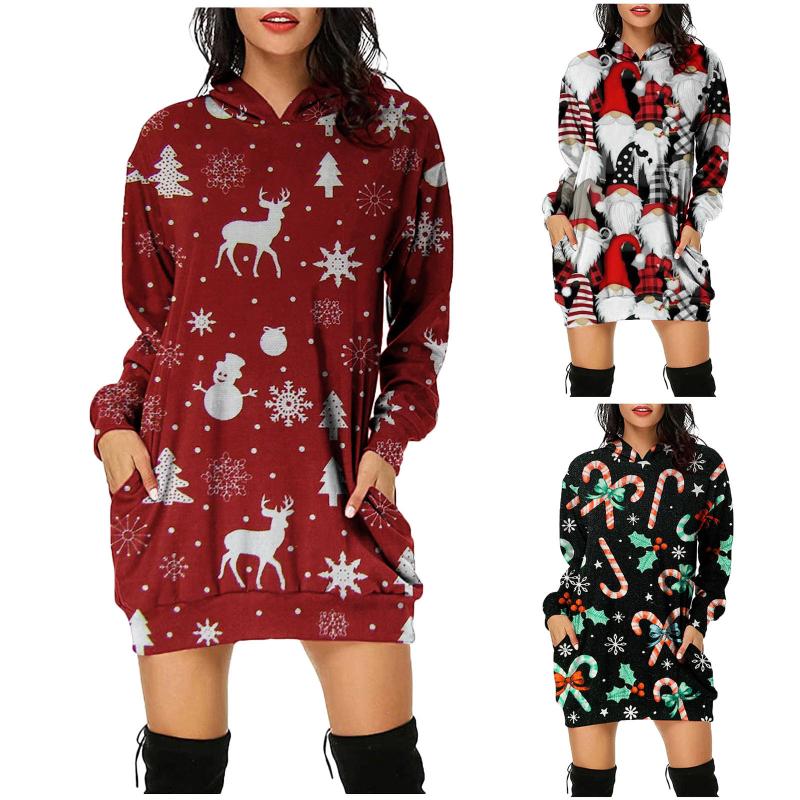 Casual Dresses Women's Fashion Christmas Printed Hoodie Wrap Hip With Pocket Long Sleeves Loose Sweatshirts Dress, Black;gray
Casual Dresses Women's Fashion Christmas Printed Hoodie Wrap Hip With Pocket Long Sleeves Loose Sweatshirts Dress, Black;gray