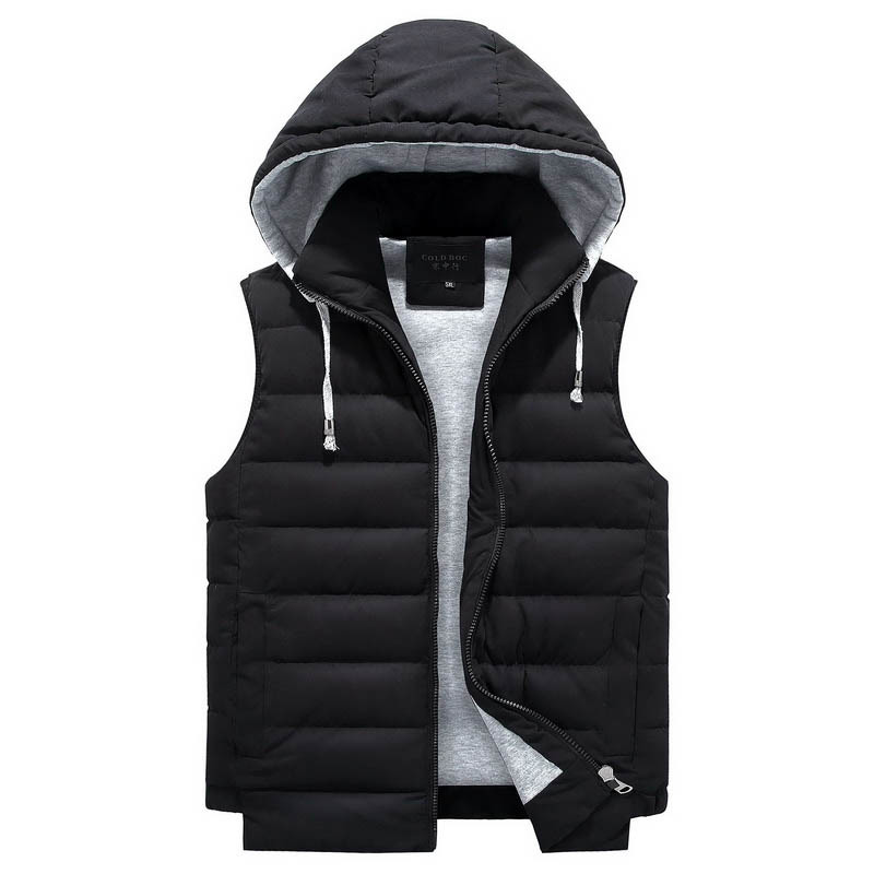 Vest Men 5XL 6XL 8XL Plus Size Winter Warm Fashion Casual Bodywarmer Vest Coat Waistcoat Hooded Zipper Sleeveless Jacket Male 210518