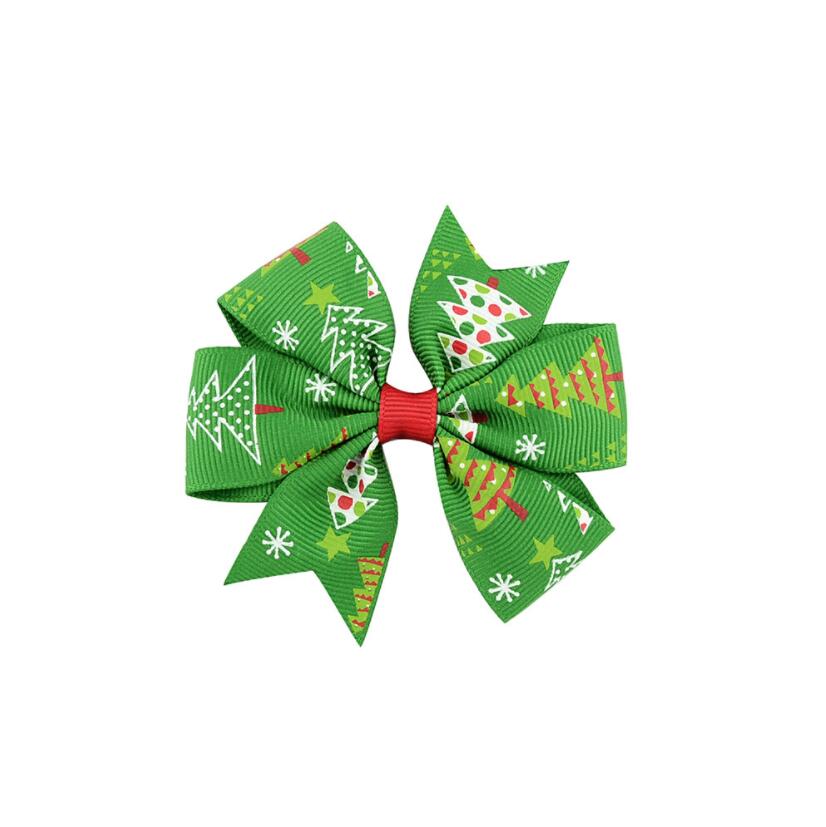 12 Colors Girl Christmas Hair Bows 3.1 inch Bow Boot Lucky Deer Santa Claus Red Green Patchwork Design Baby Girls Elegant Clippers Kids Accessory Gift