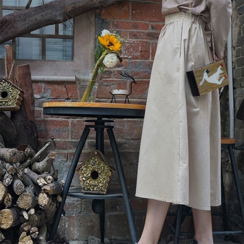 Arrival Spring Autumn Korea Fashion Women High Waist Loose A-line Long Skirt Femme Cotton All-matched Casual Skirts V200 210512