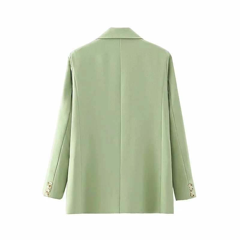 vintage women twill pattern jackets autumn green buttonfly ladies suits casual female coats fashion girls jacket 210430