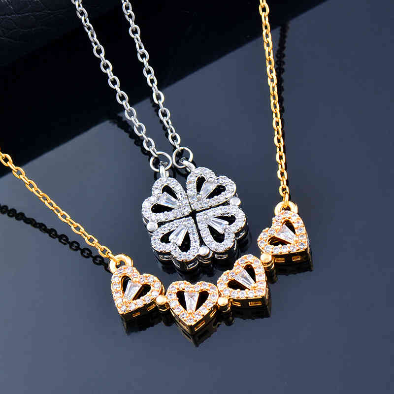 New creative magnetic folding heart-shaped four-leaf clover stainls steel necklace fashion dign necklace
New creative magnetic folding heart-shaped four-leaf clover stainls steel necklace fashion dign necklace