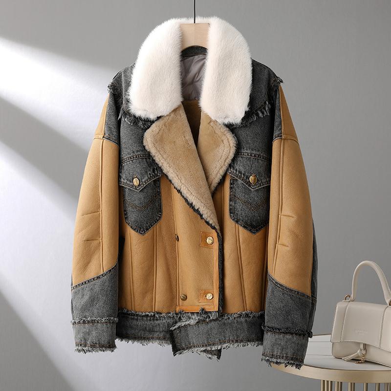 Women's Fur & Faux 2021 Real Natural Sheepskin Coat With Mink Collar Casual Style Down Jacket Thick Warm Pocket Luxury, Black
Women's Fur & Faux 2021 Real Natural Sheepskin Coat With Mink Collar Casual Style Down Jacket Thick Warm Pocket Luxury, Black
