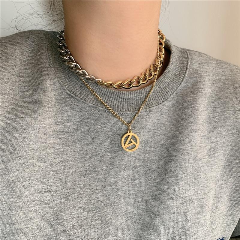 Pendant Necklaces TIMEONLY Fashion Double Layering Hollow Coin Necklace Chunky Cuban Chain For Women Lady Jewellery Contrasted, Silver
Pendant Necklaces TIMEONLY Fashion Double Layering Hollow Coin Necklace Chunky Cuban Chain For Women Lady Jewellery Contrasted, Silver