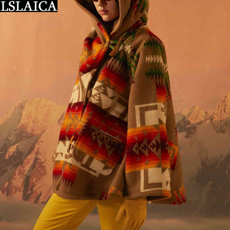 Coat Women Casual Autumn Winter Print Hoodies Long Sleeve Loose Warm Woman Jacket Pocket Overcoat Abrigos Para Mujer 210515