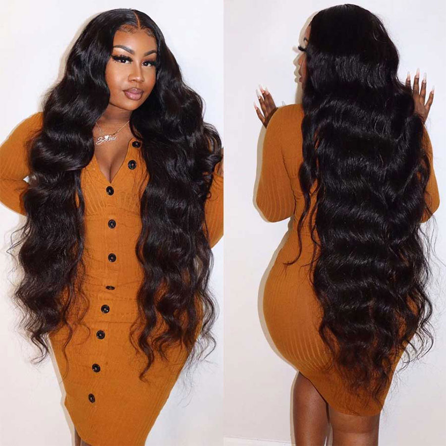 The New Body Wave Lace Front Wig Baby Hair Pre Plucked 250 Density Transparent Lace Frontal Wig Human Hair Wigs for Women T