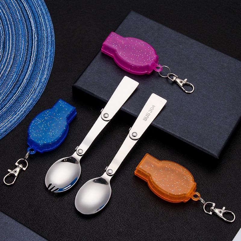 1 piece cutlery set 16 * 3.2cm collapsible stainless steel spoon fork portable camping outdoor climbing equipment