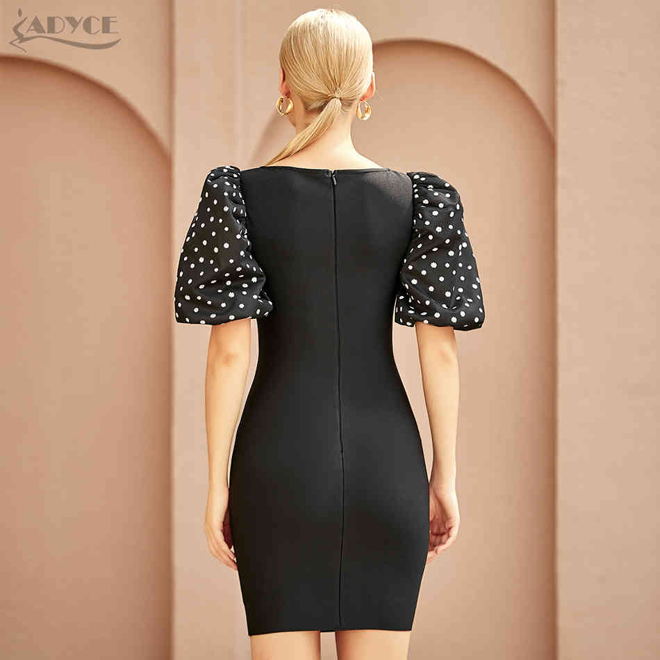 Summer Women Bodycon Bandage Dress Sexy V Neck Short Lantern Sleeve Mini Celebrity Club Evening Party Lady 210423