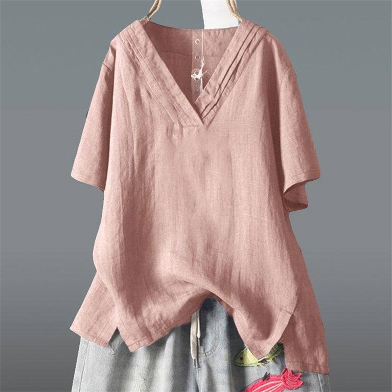 F&je Summer Women Tshirt Plus Size Short Sleeve Casual Loose V-neck Tee Shirt Femme Irregularity Vintage Cotton Linen Tops D9 210708, Yellow
F&je Summer Women Tshirt Plus Size Short Sleeve Casual Loose V-neck Tee Shirt Femme Irregularity Vintage Cotton Linen Tops D9 210708, Yellow