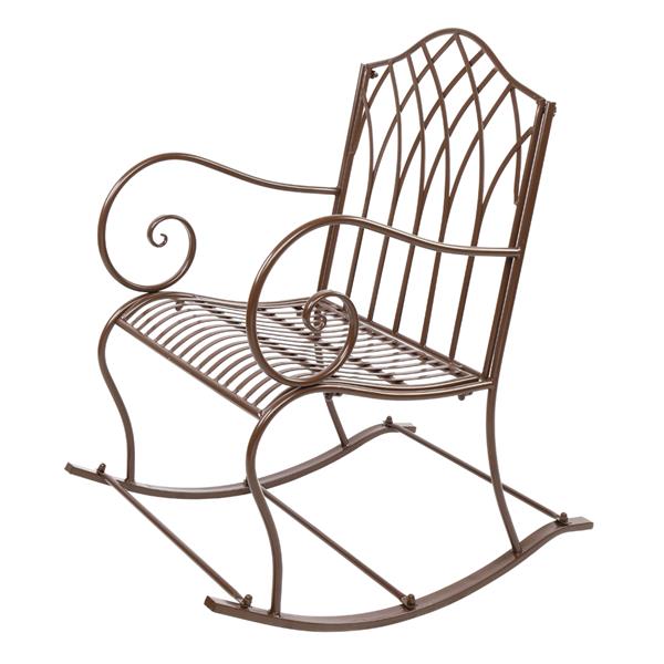 Garden Sets Flat Iron Single Rocking Chair Dark Brown
