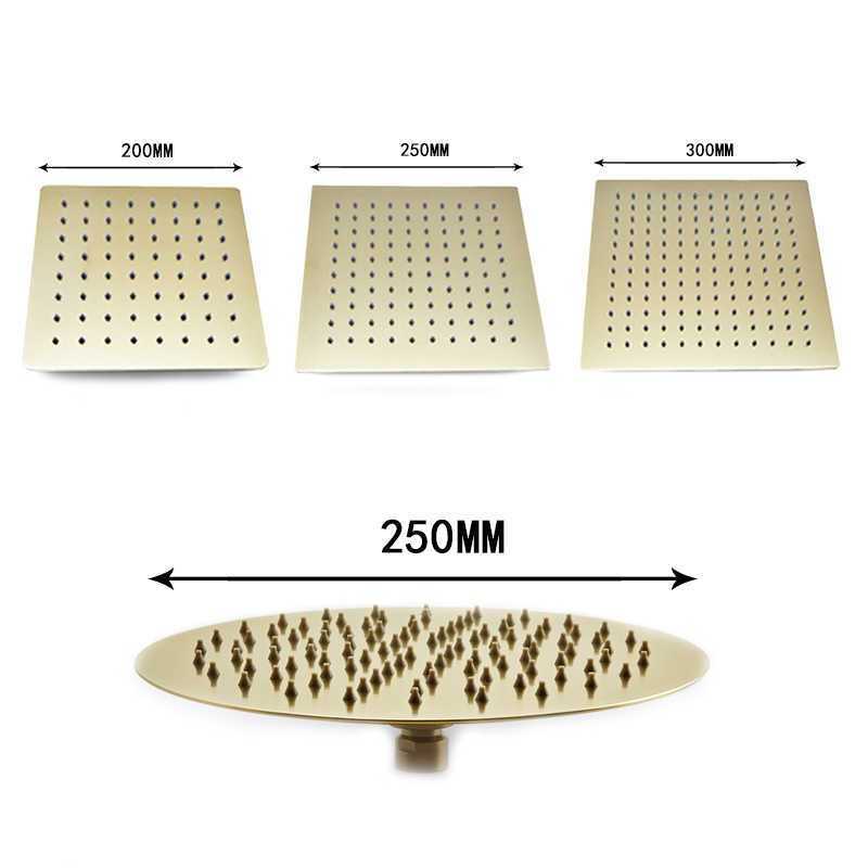 8/10/12 inch Stainless Steel Rainfall Shower Head Bathroom Square/ Round Showerhead Accessory Brushed Gold Finish 210724
8/10/12 inch Stainless Steel Rainfall Shower Head Bathroom Square/ Round Showerhead Accessory Brushed Gold Finish 210724