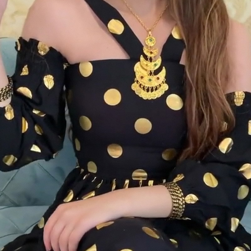 Women Dress Hollow Out Off Shoulder Sexy Bohemian Dresses For Vintage Long Dot Beach Style s Dropship 210524