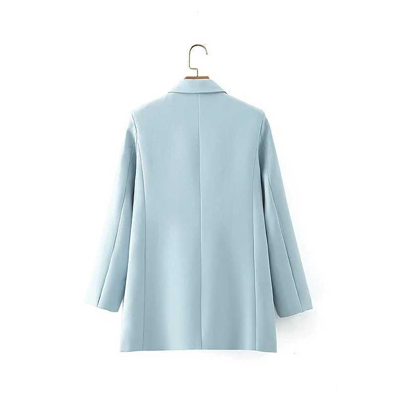 elegant women blue blazer suits fashion ladies slim long blazers casual female chic jacket set cute girls stylish suit 210527