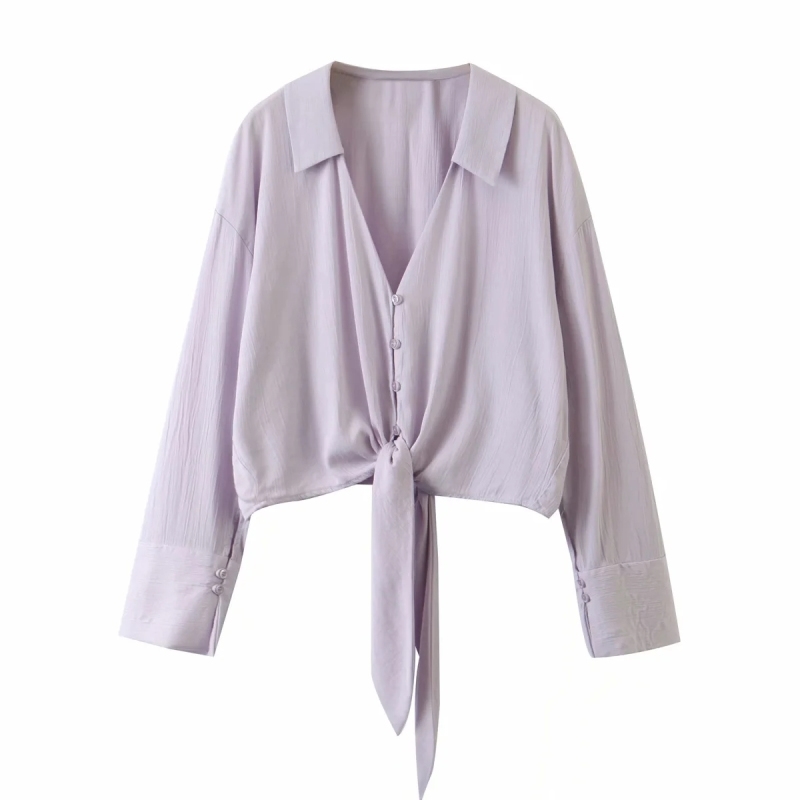 vintage purple women short shirts summer casual ladies blouses fashion female button-fly girls 210430