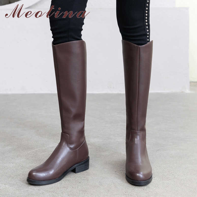 Meotina Western Boots Women Shoes Real Leather Mid Heel Lady Long Boots Buckle Zipper Block Heels Knee High Boots Brown Size 40 210608, Black synthetic lin
Meotina Western Boots Women Shoes Real Leather Mid Heel Lady Long Boots Buckle Zipper Block Heels Knee High Boots Brown Size 40 210608, Black synthetic lin