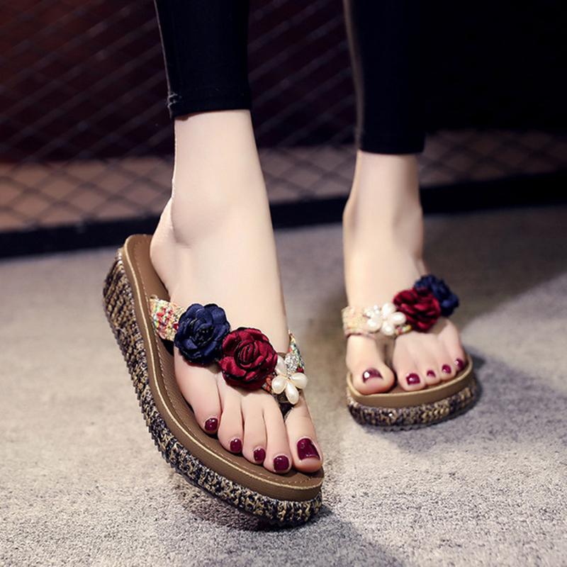 Slippers 2021 Summer Ladies Flip Flops Grass Rattan Handmade Flowers Women Casual Non-slip Wedge Heel Beach Shoes, Brown 02
Slippers 2021 Summer Ladies Flip Flops Grass Rattan Handmade Flowers Women Casual Non-slip Wedge Heel Beach Shoes, Brown 02