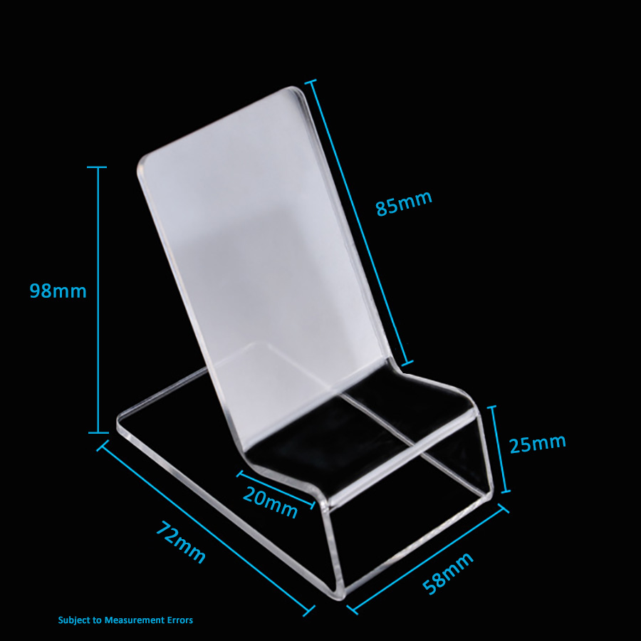 Laser-cut Transparent Acrylic Display Stands Mounts Clear Countertops Show Racks Universal Holders with Protective Films for Batteries and up to 6 Inc