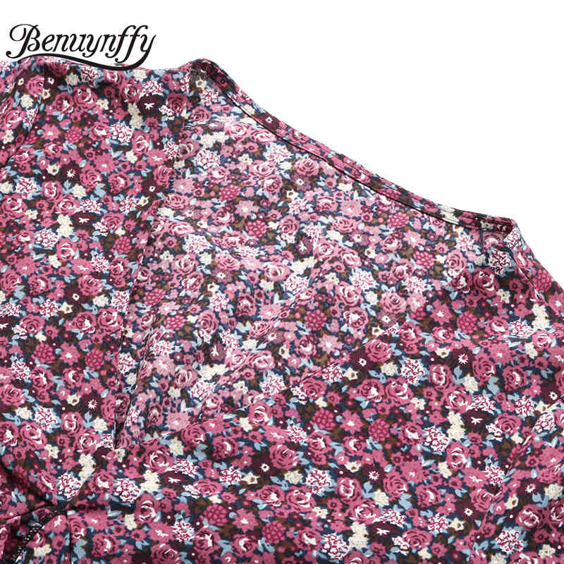 V-neck Cut Out Back Floral Print Mini Dresses Women Summer Short Sleeve Holiday Boho Casual Ladies Ruffle Dress 210510