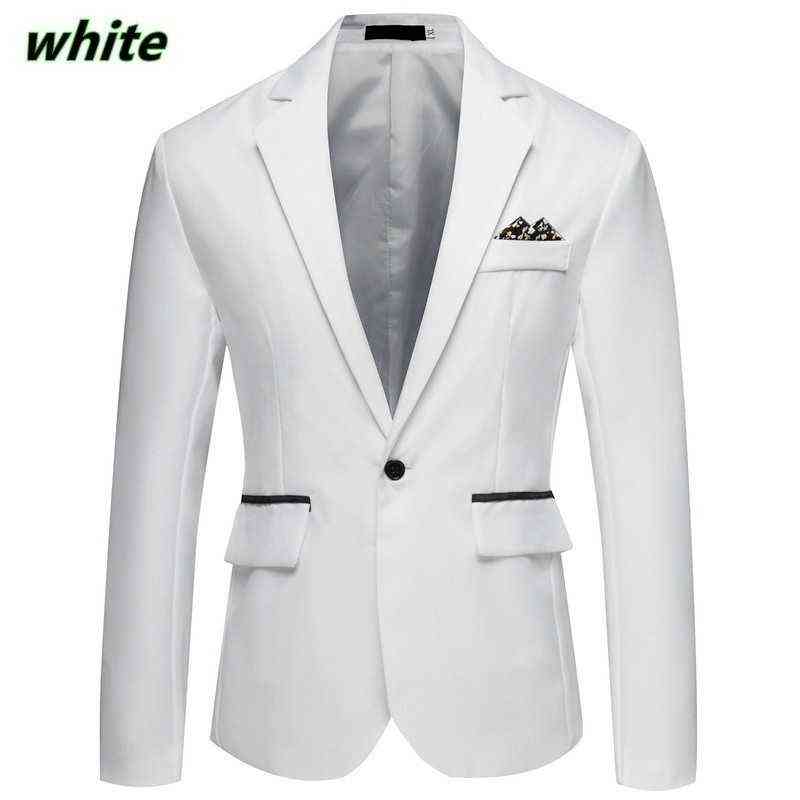 Men Slim Fit Office Blazer Jacket Fashion Solid Mens Suit Jacket Wedding Dress Coat Casual Business Male Suit Coat 211120