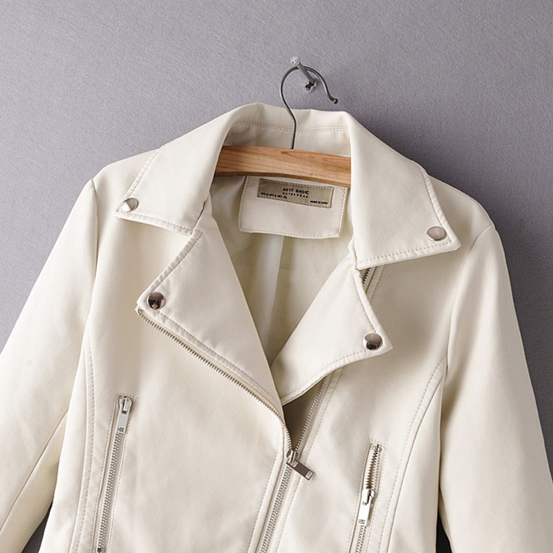 Pink PU Long Sleeve Lapel Zipper Motorcycle Women's Jacket Winter Korean Slim Female Jacket Black Red Top High Street 210507