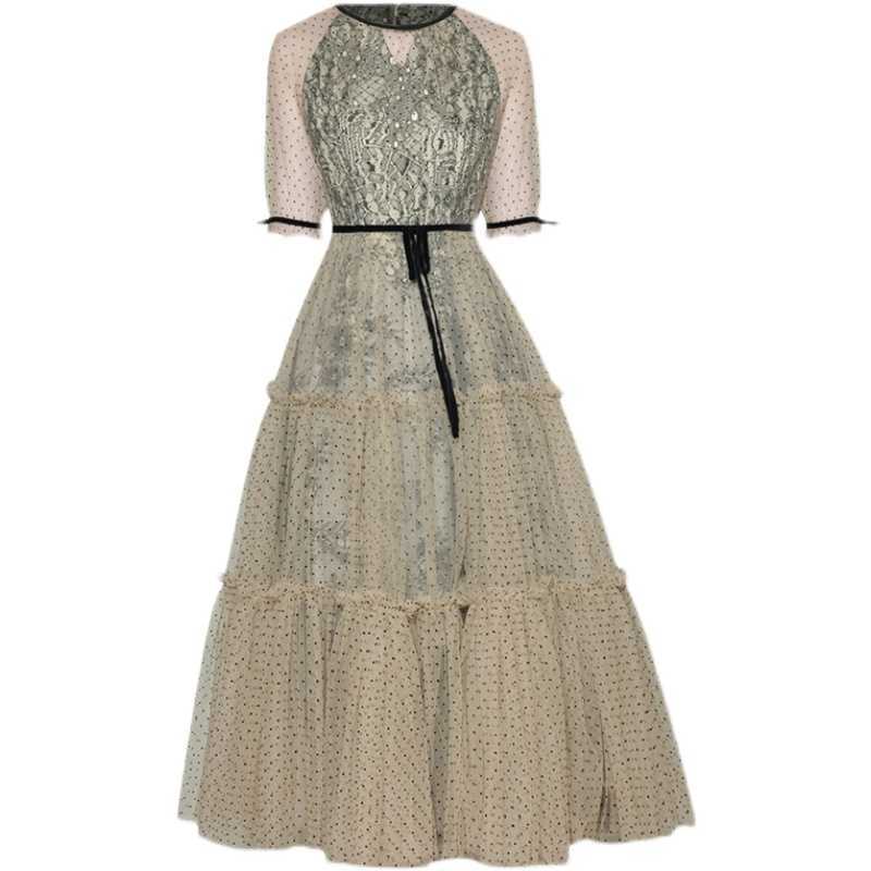 HIGH QUALITY est Fashion Summer Designer Women's Elegant O'Neck Short Sleeve Dot Mesh Lace Puffy Princess Long Dress 210526, Apricot
HIGH QUALITY est Fashion Summer Designer Women's Elegant O'Neck Short Sleeve Dot Mesh Lace Puffy Princess Long Dress 210526, Apricot